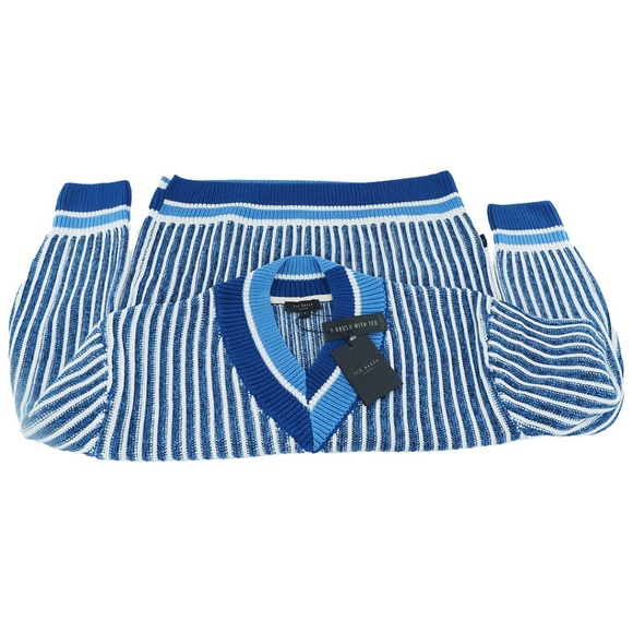 Ted Baker London Redclif Relaxed Fit Stripe V-Neck Cricket Sweater - Picture 6 of 9